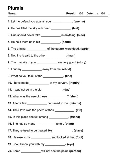 101 Printable Plurals PDF Worksheets With Answers Grammarism