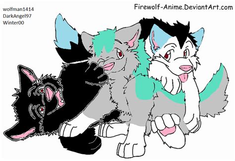 Three Wolf Pups Lineart By Firewolf Anime D36x1l5 By Rawr246