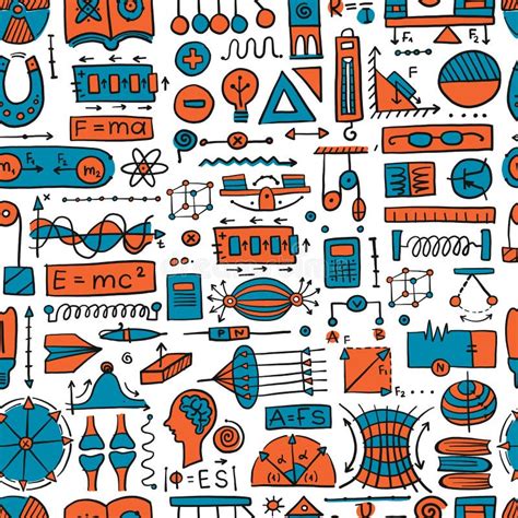 Physics Icons Sign And Symbols Seamless Pattern Background For Your