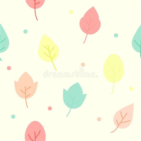 Pastel Cute Leaf Seamless For Fabric Pattern Stock Vector