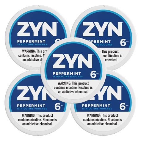 5 Pack Zyn Nicotine Pouches Cool Mint 6mg Tin Delivered In As Fast As