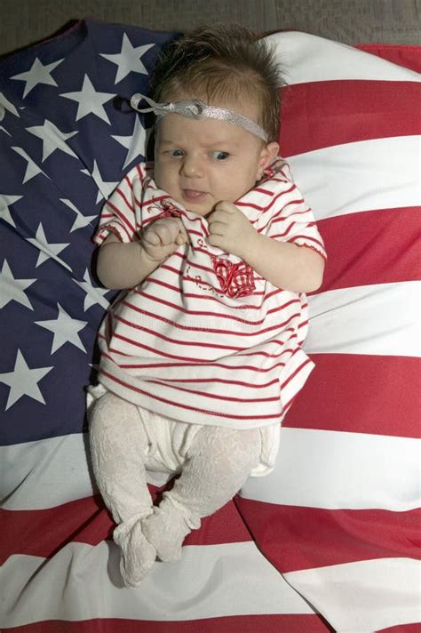 Baby Girl On American Flag Editorial Photography Image 25968627