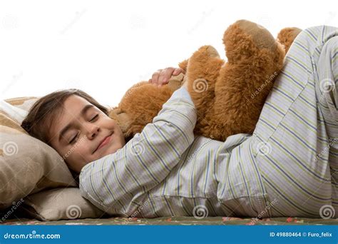 Girl Sleeping With Teddy Bear Stock Photo Image 49880464