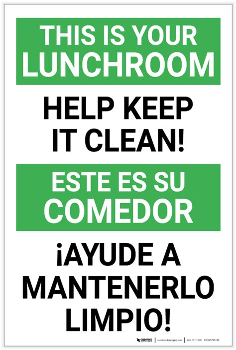 This Is Your Lunchroom Help Keep It Clean Bilingual Spanish Label