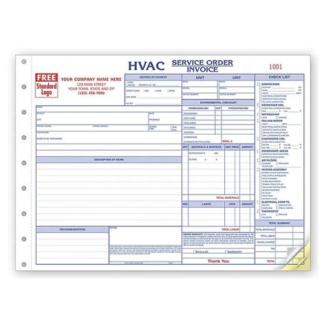 Custom Hvac Service Order Invoice Forms Printers Designsnprint