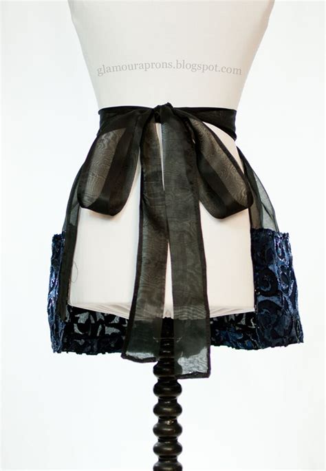 Sexy Hostess Half Apron In Black Organdy With Large Midnight Etsy