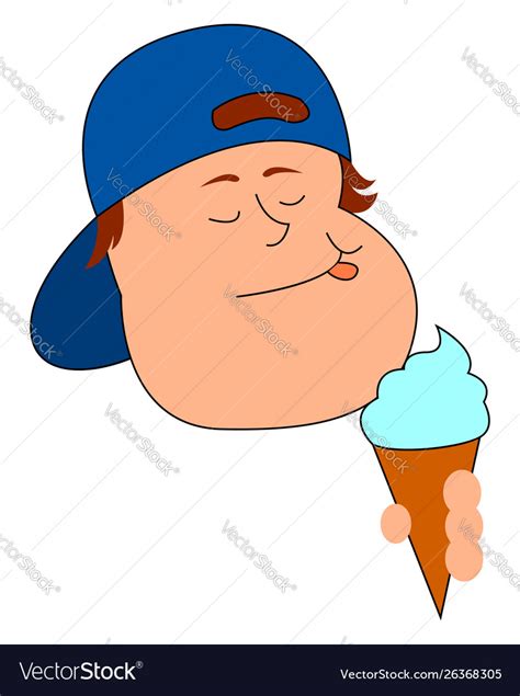 Boy Eating Ice Cream On White Background Vector Image