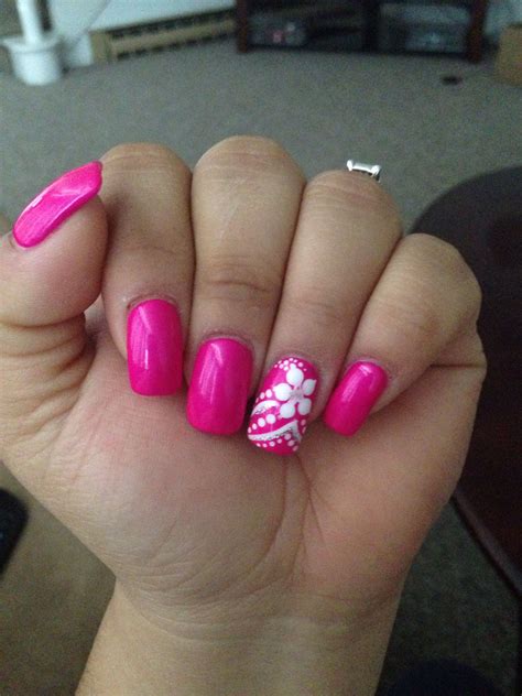 Dark Pink Nails Bright Pink Nails Pink Glitter Nails Pink Manicure