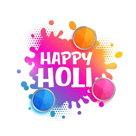 Free Vector Watercolor Splash With Gulal Color Plates For Happy Holi