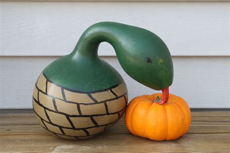 Snake In A Basket Painted Pumpkin Gourd Painted Gourds Gourd Art