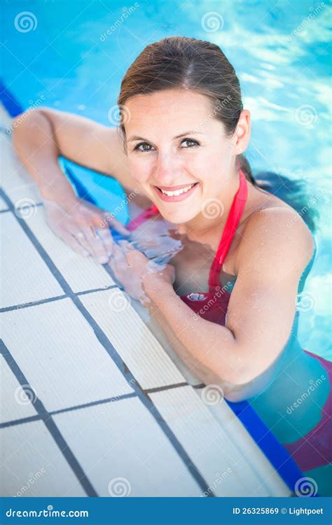 Portrait Of A Young Woman In A Swimming Pool Stock Image Image Of