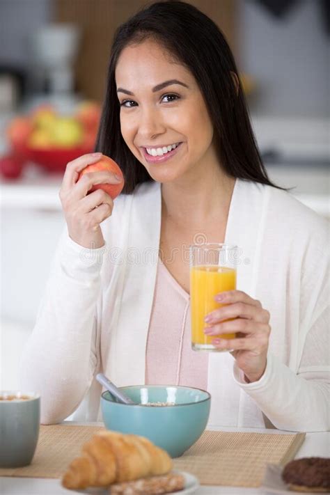 Woman Eating Breakfast At Home Stock Image Image Of Girl Room 218239527