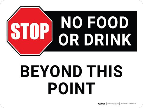 Stop No Food Or Drink Beyond This Point Landscape Wall Sign