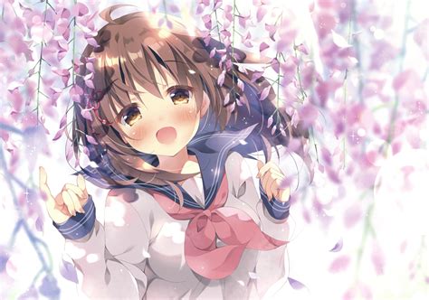 Download 2560x1600 Anime Girl Moe School Uniform Cherry Blossom