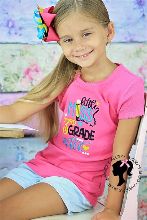 Any Grade Little Miss 3rd Grade Cutie Girls Embroidered Etsy Australia