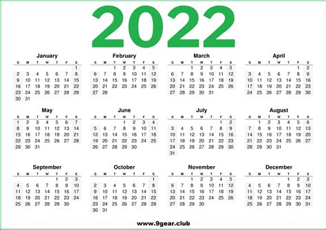 Printable 2022 Us Calendar Green Color Printable Calendars Porn Sex Picture