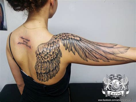 Women S Full Back Angel Wings Tattoo Shoulder Tattoo Wing Tattoo On Shoulder Angel Wings Tattoo