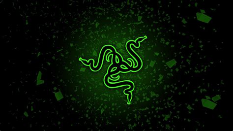 Green Black Razer Logo In Green Particles Background Hd Razer