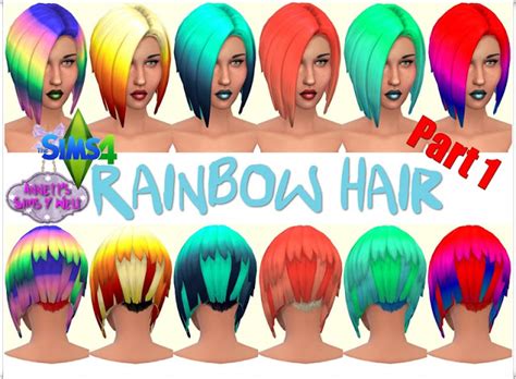 My Sims 4 Blog Rainbow Hair By Annett