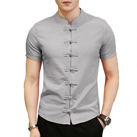 Cheap Chinese Style Single Breasted Chinese Buttons Vintage Shirts For