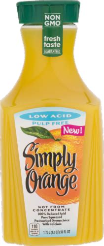 Simply Orange Juice Low Acid Pulp Free L Bakers