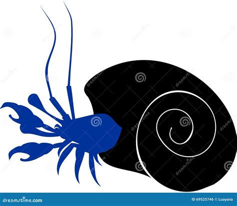 Silhouette Of Hermit Crab Stock Vector Illustration Of Calcinus 69525746