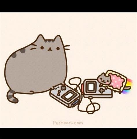 Pusheen The Cat And Nyan Cat Playing Video Games X Pusheen Nyan Cat