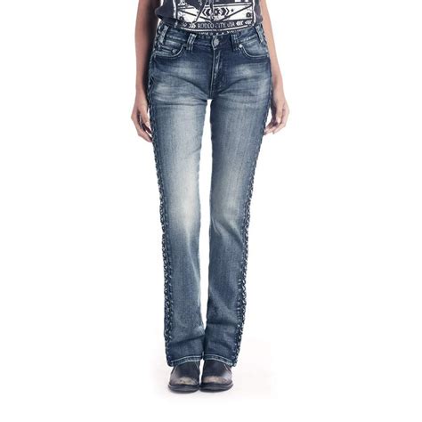 Rock And Roll Cowgirl Rock And Roll Cowgirl Mid Rise Bootcut Signature Pocket Denim Jean 26x34