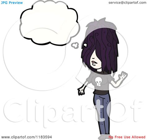 Cartoon Of An Emo Woman Thinking Royalty Free Vector Illustration By Lineartestpilot