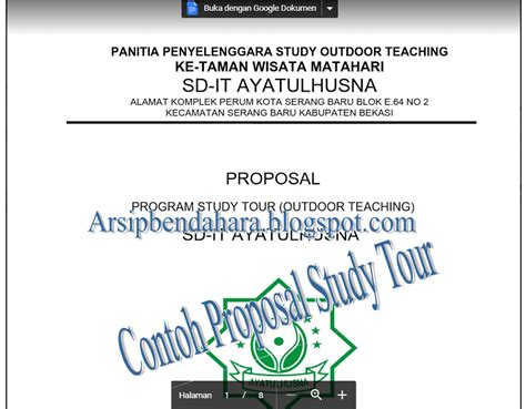 Download Contoh Proposal Study Tour Format Word Arsip Bendahara