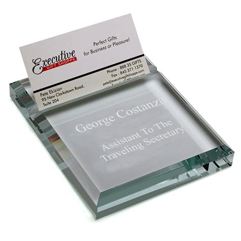 If you're in business, handing out your business card is a given. Crystal Executive Personalized Desktop Business Card ...
