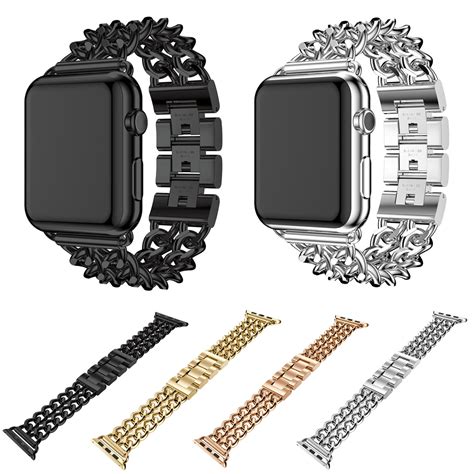 Moolia double wrap band compatible with apple watch bands 44mm 42mm women, slim leather double tour iwatch bands with bling studs straps bracelet for apple watch band series 6 se 5 4 3 2 1, rose gold 4.4 out of 5 stars 210 Cowboy Chain Stainless Steel Link Strap for Apple Watch Band Bracelet for iWatch Series 1/2/3 ...