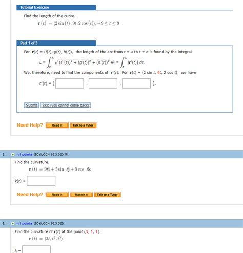 solved tutorial exercise find the length of the curve r t