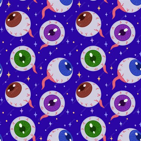 Premium Vector Seamless Vector Pattern With Eyes On A Blue Background