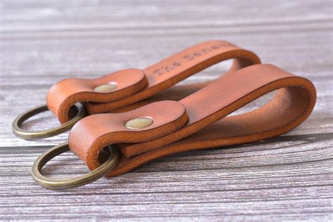 Mens Keychain Handmade Leather Keychain Personalized Key Etsy
