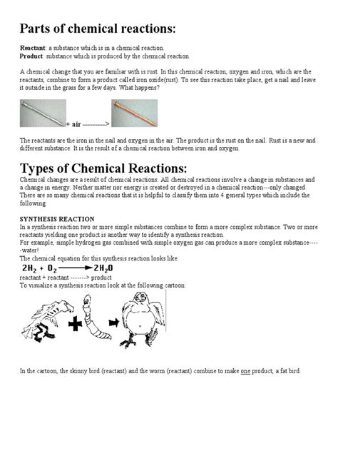 Parts Of Chemical Reactionspdf Chemical Reactions Product Chemistry