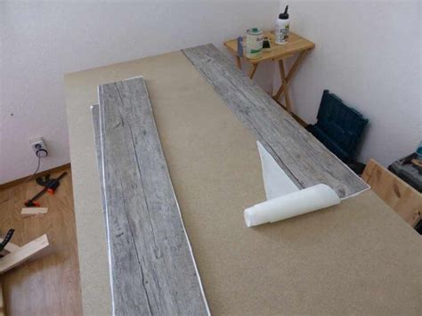 Wide seams between the tiles can create slight depressions in the vinyl flooring. DIY Desk With Vinyl Flooring Top | Vinyl flooring, Diy desk, Flooring