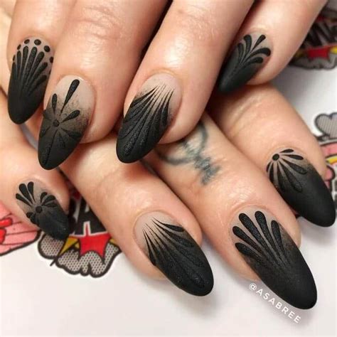 50 Dramatic Black Acrylic Nail Designs To Keep Your Style On Point Black Nail Designs Winter
