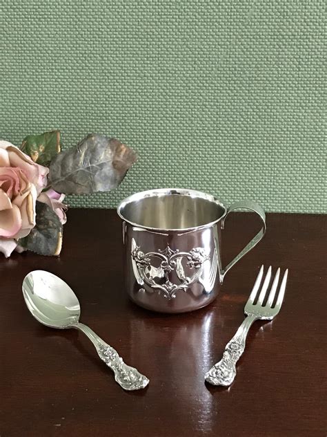 Sterling Silver Baby Cup Spoon Fork Baby Set Luxury Baby Shower T