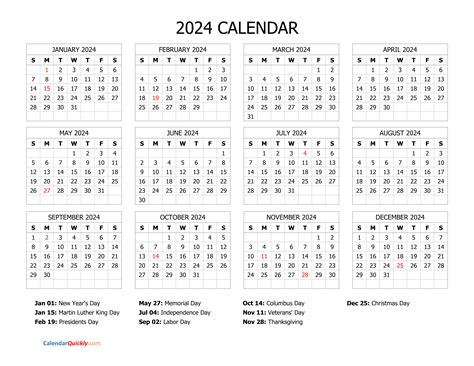 Free Printable Yearly Calendar 2024 Printable World Holiday