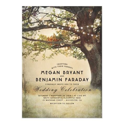 We have garden wedding invitations that feature fantastic leaves and flowers and simple colorful designs. Vintage Rustic Fall Tree String of Lights Wedding ...