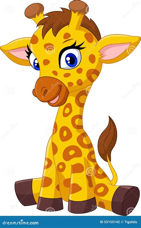 Cartoon Baby Giraffe Sitting Stock Vector Illustration Of Comic