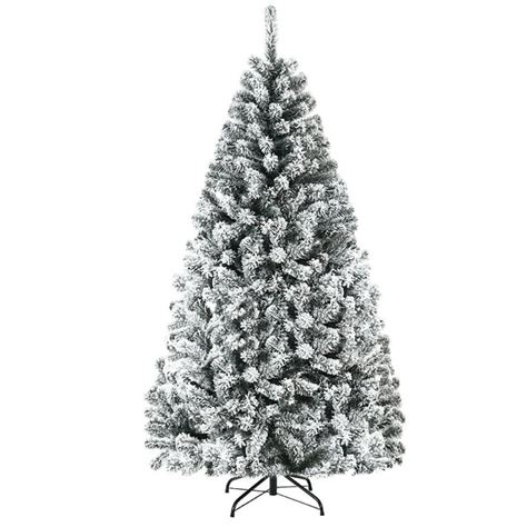 Costway 6ft Snow Flocked Hinged Artificial Christmas Tree Unlit Metal