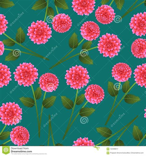 Pink Dahlia On Green Teal Background Mexico S National Flower Stock