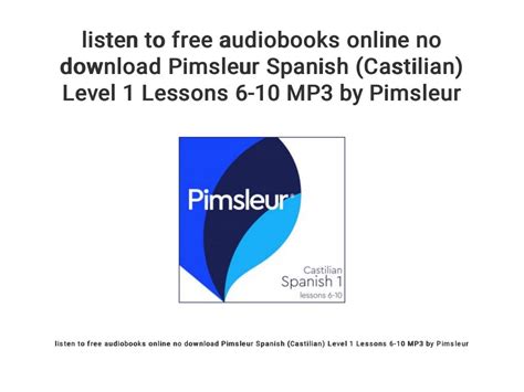 Listen To Free Audiobooks Online No Download Pimsleur Spanish