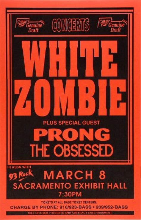 White Zombie Vintage Concert Poster From Sacramento Exhibition Hall