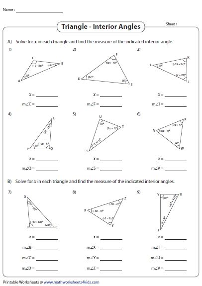 Interior And Exterior Angle Measures Worksheet