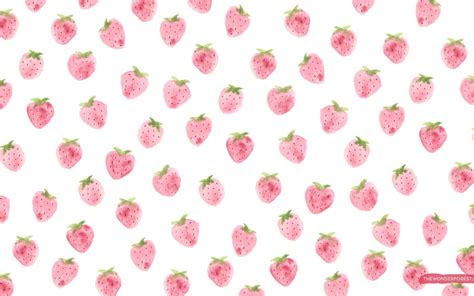 Cute Pink Aesthetic Strawberry Desktop