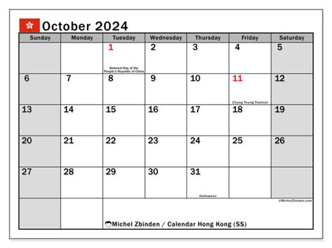 Calendar October 2024 Hong Kong Ss Michel Zbinden Hk