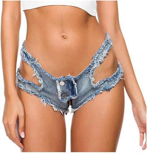 Womens Low Waist Sexy Hot Pants Ultra Short Hole Denim Shorts Summer Mini Clubwear With Zipper